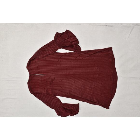 Calvin Klein Women's Houndstooth Ruffle Bell Sleeve Mini Dress/Tunic Top Red L - Picture 4 of 8